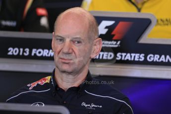 World © Octane Photographic Ltd. F1 USA GP, Austin, Texas, Circuit of the Americas (COTA), Friday 15th November 2013 – FIA Press conference. Adrian Newey – Chief Technical Officer Infiniti Red Bull Racing. Digital Ref : 0855lw1d4496