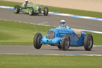 World © Octane Photographic Ltd. Donington Historic Festival, Friday 3rd May 2013. HGPCA Nuvolari Trophy pre-1940 GP cars with Hall and Hall. Talbot T26SS - Richard Pilkington and Alta - Paul Jaye. Digital Ref : 0645cb7d0014