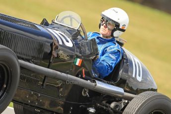 World © Octane Photographic Ltd. Donington Historic Festival, Friday 3rd May 2013. HGPCA Nuvolari Trophy pre-1940 GP cars with Hall and Hall. 1936 ERA R10B - Paddins Rowlins. Digital Ref : 0645cb7d0149