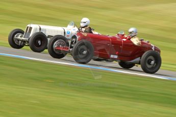 World © Octane Photographic Ltd. Donington Historic Festival, Friday 3rd May 2013. HGPCA Nuvolari Trophy pre-1940 GP cars with Hall and Hall. Alfa Romeo P3 Tipo B (Scuderia Ferrari) - Stephan Rettenmaier and ERA R9B Otto Rainer. Digital Ref : 0645cb7d8205