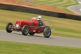 World © Octane Photographic Ltd. Donington Historic Festival, Friday 3rd May 2013. HGPCA Nuvolari Trophy pre-1940 GP cars with Hall and Hall. ERA AJM1 - Bed Fidler. Digital Ref : 0645cb7d8244