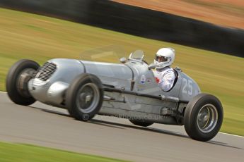 World © Octane Photographic Ltd. Donington Historic Festival, Friday 3rd May 2013. HGPCA Nuvolari Trophy pre-1940 GP cars with Hall and Hall. 1938 Maserati 6CM - Callum Lockie. Digital Ref : 0645cb7d8274