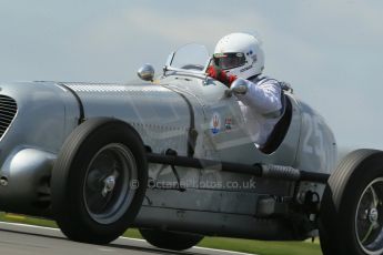 World © Octane Photographic Ltd. Donington Historic Festival, Friday 3rd May 2013. HGPCA Nuvolari Trophy pre-1940 GP cars with Hall and Hall. Maserati 6CM - Callum Lockie. Digital Ref : 0645lw1d7353