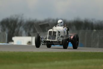 World © Octane Photographic Ltd. Donington Historic Festival, Friday 3rd May 2013. HGPCA Nuvolari Trophy pre-1940 GP cars with Hall and Hall. 1936 ERA R9B Otto Rainer. Digital Ref : 0645lw1d7444
