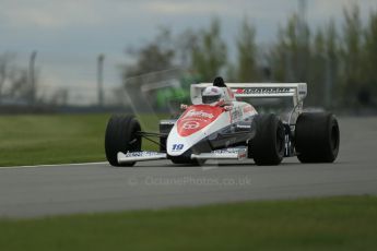 World © Octane Photographic Ltd. Donington Historic Festival, Friday 3rd May 2013. Ex-Ayrton Senna Car Demonstrations. Toleman TG184 driven by Alastair Davidson. Digital Ref : 0646lw1d7537