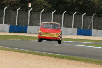 World © Octane Photographic Ltd. Donington Park General un-silenced testing, April 30th 2013. Mike Gardner/Niki Faulkner - Lotus Cortina. Digital Ref : 0643lw1d6610