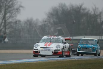World © Octane Photographic Ltd. General unsilenced testing – Donington Park Thursday 11th April 2013. Peter Kyle-Henney - Porsche 997 - Porsche GT3 Cup and Austin Mini Cooper S - Josh and Robert Beebee - IPU Racing Team. Digital ref : 0630lw1d2001