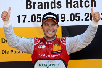 World © Octane Photographic Ltd. German Touring Cars (DTM) Brands Hatch Sunday 19th May 2013. Podium. Phoenix Racing – Audi RS5 DTM – Mike Rockenfeller. Digital Ref: 0689ce1d3079