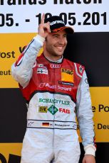 World © Octane Photographic Ltd. German Touring Cars (DTM) Brands Hatch Sunday 19th May 2013. Podium. Phoenix Racing – Audi RS5 DTM – Mike Rockenfeller. Digital Ref: 0689ce1d3097