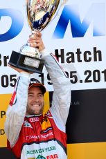 World © Octane Photographic Ltd. German Touring Cars (DTM) Brands Hatch Sunday 19th May 2013. Podium. Phoenix Racing – Audi RS5 DTM – Mike Rockenfeller. Digital Ref: 0689ce1d3143