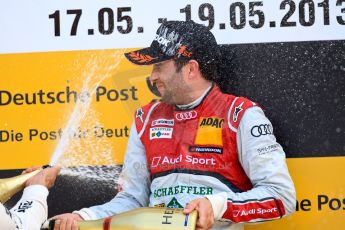 World © Octane Photographic Ltd. German Touring Cars (DTM) Brands Hatch Sunday 19th May 2013. Podium. Phoenix Racing – Audi RS5 DTM – Mike Rockenfeller. Digital Ref: 0689ce1d3210