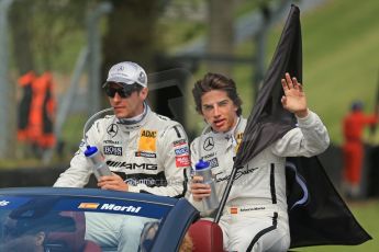 World © Octane Photographic Ltd. German Touring Cars (DTM) Brands Hatch Sunday 19th May 2013. Drivers' Parade. HWA Team – DTM AMG Mercedes C-Coupe – Christian Vietoris and  Roberto Merhi Digital Ref: