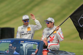 World © Octane Photographic Ltd. German Touring Cars (DTM) Brands Hatch Sunday 19th May 2013. Drivers' Parade. Mucke Motorsport – DTM AMG Mercedes C-Coupe – Pascal Wehrlein and Daniel Juncadella. Digital Ref: