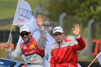 World © Octane Photographic Ltd. German Touring Cars (DTM) Brands Hatch Sunday 19th May 2013. Drivers' Parade. Phoenix Racing – Audi RS5 DTM – Mike Rockenfeller and Miguel Molina. Digital Ref: