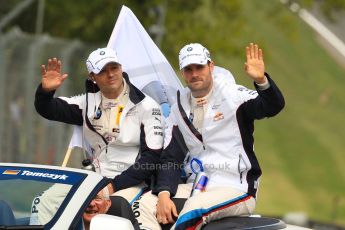 World © Octane Photographic Ltd. German Touring Cars (DTM) Brands Hatch Sunday 19th May 2013. Drivers' Parade. BMW Team RMG – BMW M3 DTM – Andy Priaulx and Martin Tomczyk. Digital Ref: