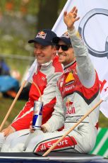 World © Octane Photographic Ltd. German Touring Cars (DTM) Brands Hatch Sunday 19th May 2013. Drivers' Parade. Abt Sportsline – Audi RS5 DTM – Mattias Ekstrom and Jamie Green. Digital Ref: