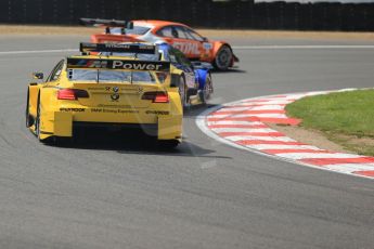 World © Octane Photographic Ltd. German Touring Cars (DTM) Brands Hatch Sunday 19th May 2013. Race. BMW Team MTEK – BMW M3 DTM – Timo Glock heading behind a pack of cars into Druids. Digital Ref: 0688cb1d6288