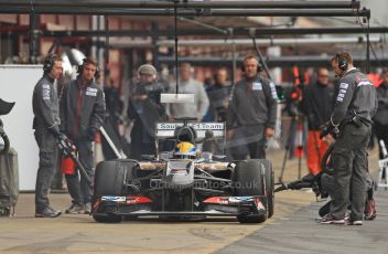 World © Octane Photographic Ltd. Formula 1 Winter testing, Barcelona – Circuit de Catalunya, 19th February 2013. Sauber C32, Esteban Gutierrez in the pits. Digital Ref: 0576cb7d8180