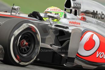 World © Octane Photographic Ltd. Formula 1 Winter testing, Barcelona – Circuit de Catalunya, 19th February 2013. Vodafone McLaren Mercedes MP4/28. Sergio Perez. Digital Ref: 0576cb7d8418