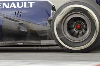 World © Octane Photographic Ltd. Formula 1 Winter testing, Barcelona – Circuit de Catalunya, 19th February 2013. Williams FW35 including their controversial exhaust flow conditioner, Pastor Maldonado. Digital Ref: 0576cb7d8430