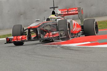 World © Octane Photographic Ltd. Formula 1 Winter testing, Barcelona – Circuit de Catalunya, 19th February 2013. Vodafone McLaren Mercedes MP4/28. Sergio Perez. Digital Ref: 0576cb7d8450