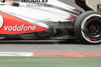 World © Octane Photographic Ltd. Formula 1 Winter testing, Barcelona – Circuit de Catalunya, 19th February 2013. Vodafone McLaren Mercedes MP4/28 exhaust detail. Sergio Perez. Digital Ref: 0576cb7d8454