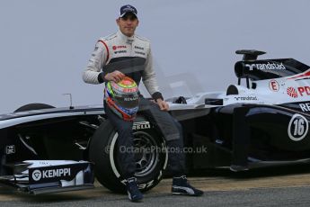 World © Octane Photographic Ltd. Formula 1 Winter testing, Barcelona – Circuit de Catalunya, 19th February 2013. Williams FW35 launch, Pastor Maldonado. Digital Ref: 0576lw1d0970