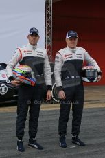 World © Octane Photographic Ltd. Formula 1 Winter testing, Barcelona – Circuit de Catalunya, 19th February 2013. Williams FW35 launch, Pastor Maldonado and Valterri Bottas. Digital Ref: 0576lw1d1024