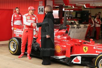 World © Octane Photographic Ltd. Formula 1 Winter testing, Barcelona – Circuit de Catalunya, 19th February 2013. Ferrari F138 – Fernando Alonso unveils the team's new UPS sponsorship. Digital Ref: 0576lw1d1144