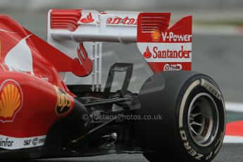 World © Octane Photographic Ltd. Formula 1 Winter testing, Barcelona – Circuit de Catalunya, 19th February 2013. Ferrari F138 – Fernando Alonso rear end detail. Digital Ref: 0576lw1d1654