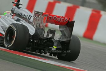 World © Octane Photographic Ltd. Formula 1 Winter testing, Barcelona – Circuit de Catalunya, 19th February 2013. Vodafone McLaren Mercedes MP4/28 rear end detail. Sergio Perez. Digital Ref: 0576lw1d1878