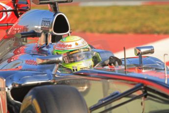 World © Octane Photographic Ltd. Formula 1 Winter testing, Barcelona – Circuit de Catalunya, 20th February 2013. Vodafone McLaren Mercedes MP4/28. Sergio Perez. Digital Ref: