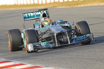 World © Octane Photographic Ltd. Formula 1 Winter testing, Barcelona – Circuit de Catalunya, 20th February 2013. Mercedes AMG Petronas F1 W04, Lewis Hamilton. Digital Ref: