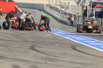 World © Octane Photographic Ltd. Formula 1 Winter testing, Barcelona – Circuit de Catalunya, 20th February 2013. Infiniti Red Bull Racing RB9, Sebastian Vettel and Vodafone McLaren Mercedes MP4/28, Sergio Perez. Digital Ref: