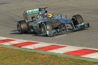 World © Octane Photographic Ltd. Formula 1 Winter testing, Barcelona – Circuit de Catalunya, 20th February 2013. Mercedes AMG Petronas F1 W04, Lewis Hamilton. Digital Ref: