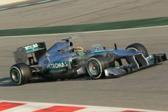 World © Octane Photographic Ltd. Formula 1 Winter testing, Barcelona – Circuit de Catalunya, 20th February 2013. Mercedes AMG Petronas F1 W04, Lewis Hamilton. Digital Ref: