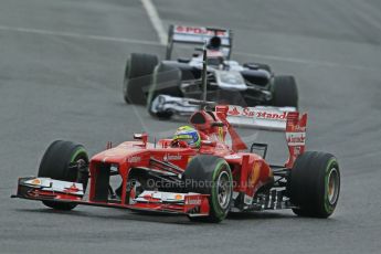 World © Octane Photographic Ltd. Formula 1 Winter testing, Barcelona – Circuit de Catalunya, 22nd February 2013. Ferrari F138 – Felipe Massa and Williams FW35, Valterri Bottas. Digital Ref: 0579cb1d4379