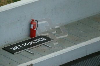 World © Octane Photographic Ltd. Formula 1 Winter testing, Barcelona – Circuit de Catalunya, 22nd February 2013. Wet practice signs on standby for today! Digital Ref: 0579lw1d3996