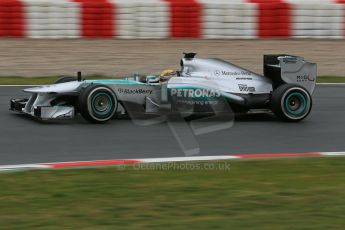 World © Octane Photographic Ltd. Formula 1 Winter testing, Barcelona – Circuit de Catalunya, 22nd February 2013. Mercedes AMG Petronas F1 W04, Lewis Hamilton. Digital Ref: 0579lw1d4609