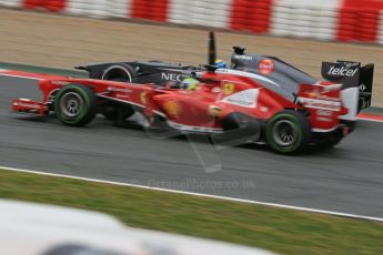 World © Octane Photographic Ltd. Formula 1 Winter testing, Barcelona – Circuit de Catalunya, 22nd February 2013. Ferrari F138 – Felipe Massa and Sauber C32, Esteban Gutierrez. Digital Ref: 0579lw1d4637