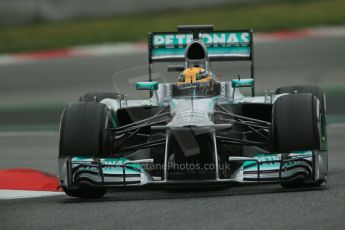World © Octane Photographic Ltd. Formula 1 Winter testing, Barcelona – Circuit de Catalunya, 22nd February 2013. Mercedes AMG Petronas F1 W04, Lewis Hamilton. Digital Ref: 0579lw1d4849