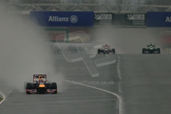 World © Octane Photographic Ltd. Formula 1 Winter testing, Barcelona – Circuit de Catalunya, 22nd February 2013. Infiniti Red Bull Racing RB9 - Mark Webber, Toro Rosso STR8 - Jean-Eric Vergne and Caterham CT03-Giedo van de Garde. Digital Ref: 0579lw1d5181