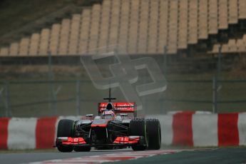 World © Octane Photographic Ltd. Formula 1 Winter testing, Barcelona – Circuit de Catalunya, 22nd February 2013. Vodafone McLaren Mercedes MP4/28. Jenson Button. Digital Ref: 0579lw1d5445