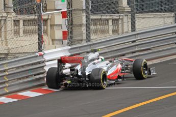 World © Octane Photographic Ltd. F1 Monaco GP, Monte Carlo - Saturday 25th May - Practice 3. Vodafone McLaren Mercedes MP4/28 - Sergio Perez . Digital Ref :0707cb7d2446