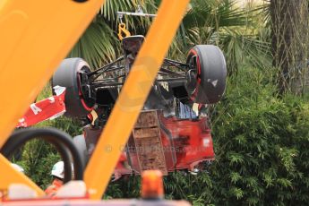 World © Octane Photographic Ltd. F1 Monaco GP, Monte Carlo - Saturday 25th May - Practice 3. Lotus F1 Team E21 - Romain Grosjean's car is craned clear. Digital Ref :