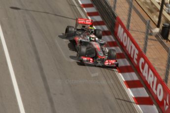 World © Octane Photographic Ltd. F1 Monaco GP, Monte Carlo - Saturday 25th May - Practice 3. Vodafone McLaren Mercedes MP4/28 - Sergio Perez. Digital Ref : 0707lw7d8463