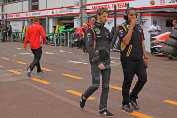 World © Octane Photographic Ltd. Monaco F1 Post Qualifying pitlane - Monte Carlo.  Lotus F1 Team - Romain Grosjean. Digital Ref : 0708cb7d2581