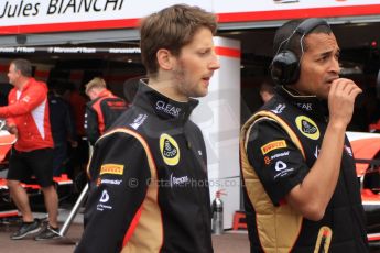 World © Octane Photographic Ltd. Monaco F1 Post Qualifying pitlane - Monte Carlo. Lotus F1 Team - Romain Grosjean. Digital Ref : 0708cb7d2584