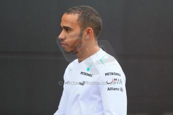 World © Octane Photographic Ltd. F1 Spanish GP - Friday 10th May 2013 paddock. Lewis Hamilton - Mercedes AMG Petronas. Digital Ref : 0658cb1d8821