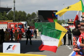 World © 2013 Octane Photographic Ltd. F1 Spanish GP, Circuit de Catalunya - Sunday 12th May 2013 - Race. Waiting for Ferrari team mates to come into Parc Ferme . Digital Ref : 0674cb1d2686